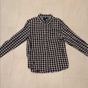 PAIGE Black and White Plaid Button-Down Shirt